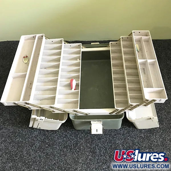 Plano 8600 Vintage Angelkoffer, Weiß/Grau, 6 Etagen, #6574