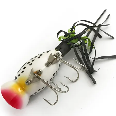 Fred Arbogast Hula Popper, White Tiger / Rot, 10g, Skirt, #6617