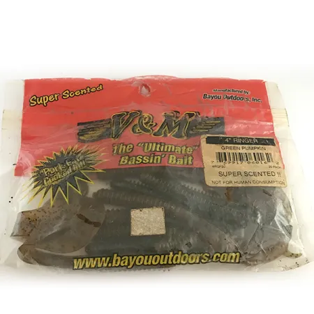 Bayou Outdoors V&M Gummiköder, Green Pumpkin, 10cm, Gerippt, #6669