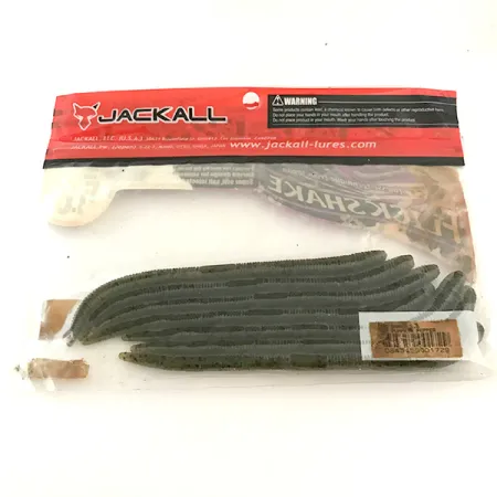 Jackall Flick Shake Worm Gummiköder, Green Pumpkin Pepper, 14cm, #6679