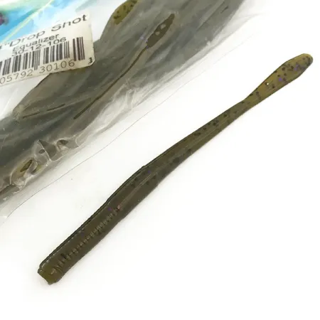 Open Water Drop Shot Gummiköder, Olivgrün, 10,2cm, Finesse, #6680