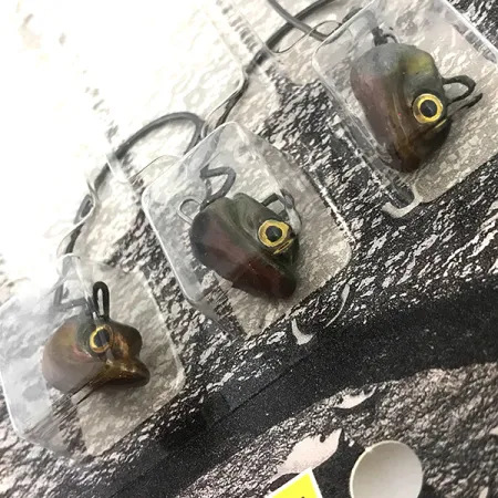 Duh!!! Head Kit Offset-Jigköpfe, Oliv / Rot, 11g, Weedless, #6722