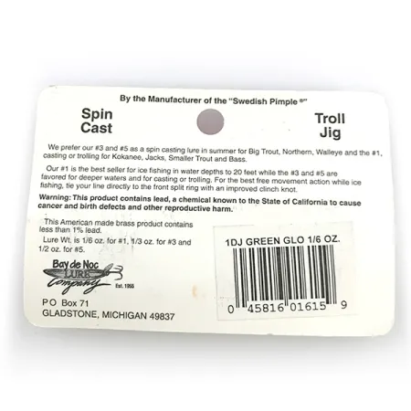 Bay de Noc Do-Jigger 1 Blinker, White/Green Glow, 5g, Leuchtkraft, #6736