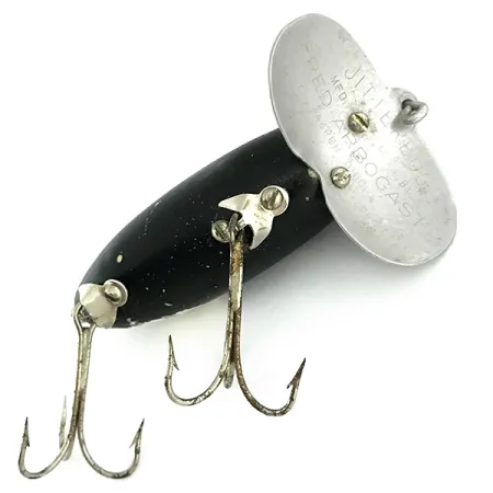 Fred Arbogast Jitterbug Oberflächenköder, Schwarz, 14g, Metall-Lippe, #6857