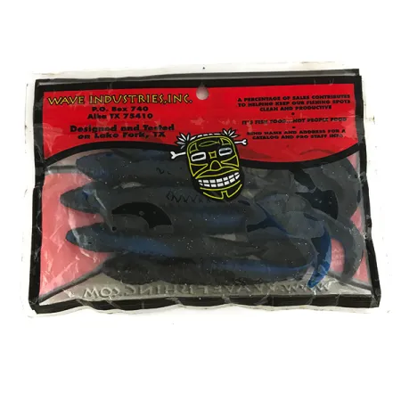 Wave Worms Gummiköder, Schwarz / Blau Glitter, 13 cm, Sichelschwanz, #6959