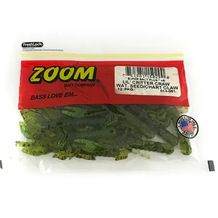 Zoom Lil Critter Craw Gummiköder, Wat Seed / Chartreuse, 8cm, #7091