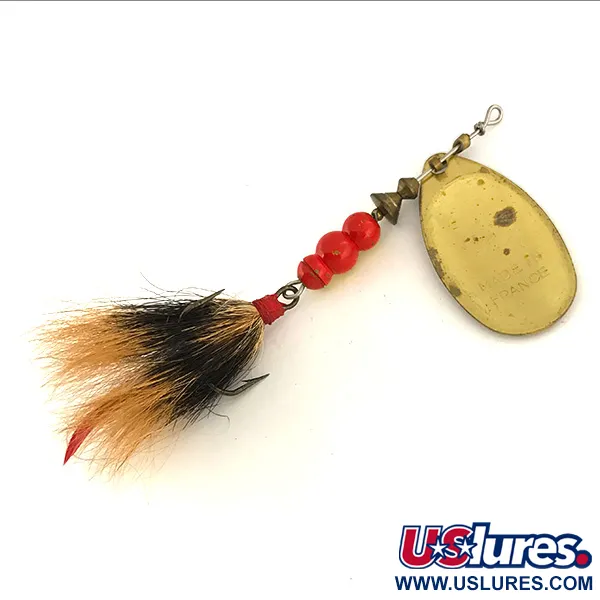 Mepps Aglia 4 dressed Spinner, Messing, 10g, Naturhaar-Dekor, #7489