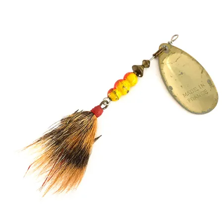 Mepps Aglia 4 dressed (squirrel tail) Spinner, Gold, 10g, #7530