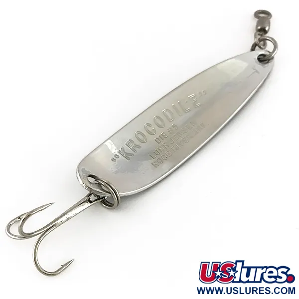 Luhr Jensen Krocodile Die #5 Blinker, Nickel/Blau, 23g, Vintage, #7630