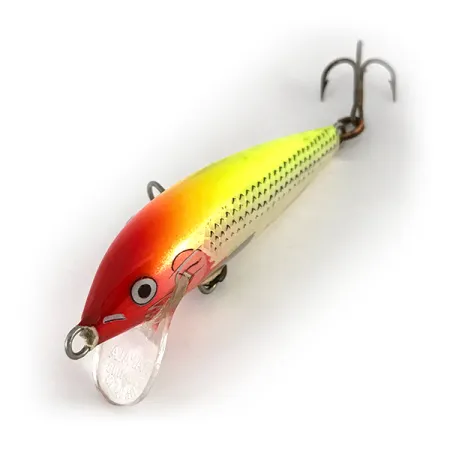 Rapala Original Floater F5 Wobbler, Rot-Gelb-Silber, 2,3g, Balsa, #7793