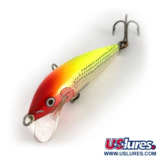 Rapala Original Floater F5 Wobbler, Rot-Gelb-Silber, 2,3g, Balsa, #7793