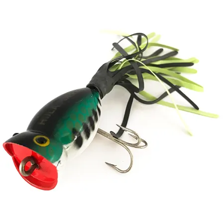 Fred Arbogast Hula Popper Popper, Green Tiger, 8g, Topwater, #7820