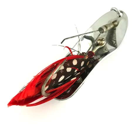 Pflueger Chum 4 Krautblinker, Nickel / Rot, 19g, Feder-Dressing, #8488