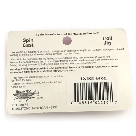 Bay de Noc Do-Jigger Blinker, Nickel / Grün, 5g, Messing, #8779