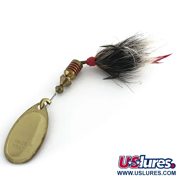 Mepps Aglia 2 dressed Spinner, Weiß/Rot/Messing, 4,7g, Naturhaar, #8811