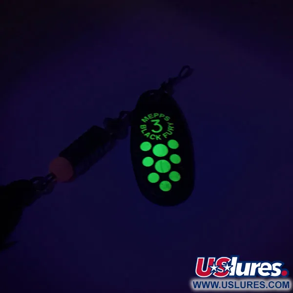 Mepps Black Fury 3 Dressed Spinner, Black/Chartreuse, 7.3g, #8815