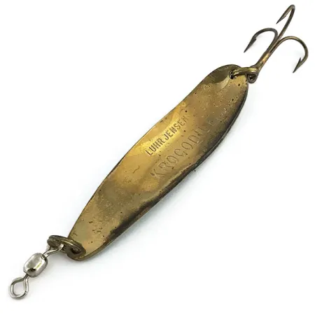Luhr Jensen Krocodile Die #4 Blinker, Grün/Messing, 14g, Vintage, #9055