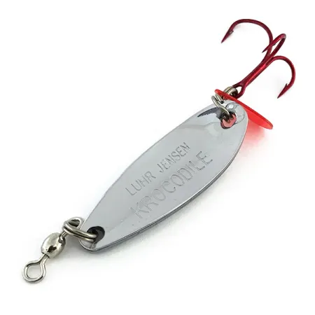 Luhr Jensen Krocodile Blinker, Nickel/Hologramm, 9g, Roter Drilling, #9059