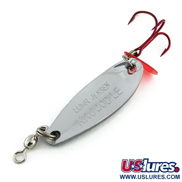 Luhr Jensen Krocodile Blinker, Nickel/Hologramm, 9g, Roter Drilling, #9059