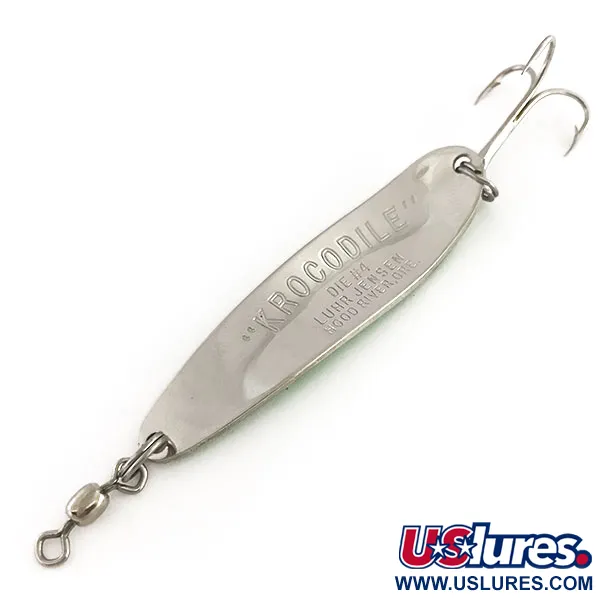 Luhr Jensen Krocodile Die #4 Glow Blinker, Weiß/Grün/Nickel, 14g, #9136