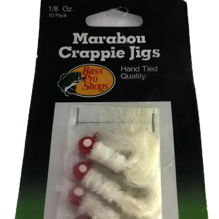 Bass Pro Shops Marabou Crappie Jig, Weiß / Rot, 4g, Handgebunden, #9515
