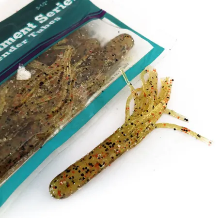 Bass Pro Shops Salty Tender Tubes Gummiköder, Green Pumpkin, 7cm, #9624
