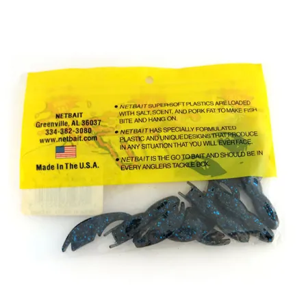 NetBait Tiny Paca Craw Gummikrebs, Black Blue Flake, 7.5cm, #9655