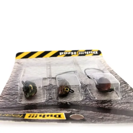 DUH!!! Head jig heads Kit, Oliv / Rot, 11g, Offset-Haken, #9818