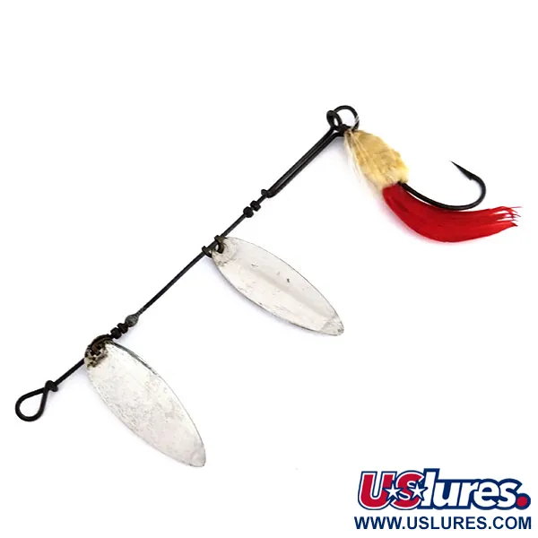 Hildebrandt Size 3 Slim Eli Double Spinner Spinner, Nickel / Rot, 5g, #9832