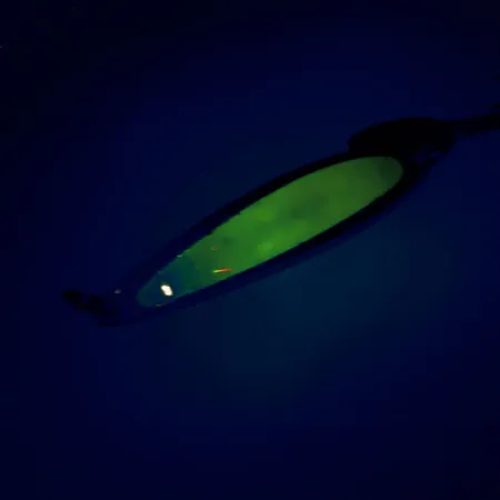 Bay de Noc Swedish Pimple Pilker, Nickel/Grün, 14g, Leuchteffekt, #9856