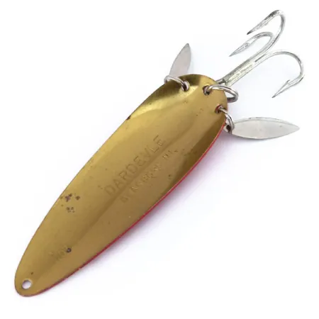 Dardevle Klicker Blinker, Rot / Weiß / Messing, 28g, Akustik-Blätter, #9928