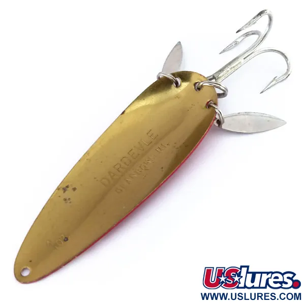 Dardevle Klicker Blinker, Rot / Weiß / Messing, 28g, Akustik-Blätter, #9928